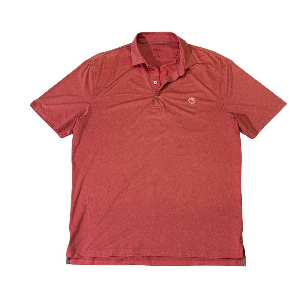 Johnnie-O L Large salmon red Barrington Hills country Club performance polo